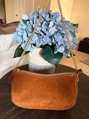 Coach Waverly Suede Shoulder Bag with Gold Chain